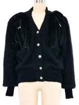 Black Embellished Angora Cardigan Jacket arcadeshops.com