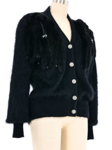 Black Embellished Angora Cardigan Jacket arcadeshops.com