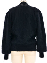 Black Embellished Angora Cardigan Jacket arcadeshops.com