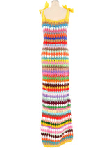 1970s Rainbow Crochet Maxi Dress Dress arcadeshops.com