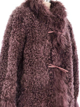 Mauve Mongolian Fur Coat Outerwear arcadeshops.com