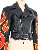 1990s North Beach Leather Flame Motorcycle Jacket Jacket arcadeshops.com