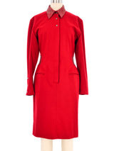 1980s Claude Montana Studded Red Wool Dress Dress arcadeshops.com