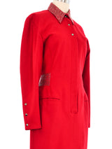 1980s Claude Montana Studded Red Wool Dress Dress arcadeshops.com