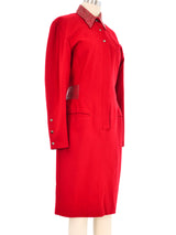 1980s Claude Montana Studded Red Wool Dress Dress arcadeshops.com