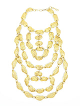 Pauline Trigere Gilt Metal Multi Disc Cascade Bib Necklace Jewelry arcadeshops.com
