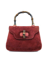 1970s Gucci Rust Suede Bamboo Handle Bag Bags arcadeshops.com