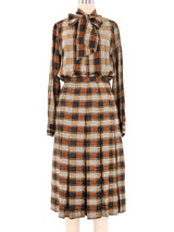 Adolfo Pleated Plaid Skirt Ensemble Suit arcadeshops.com