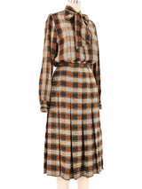 Adolfo Pleated Plaid Skirt Ensemble Suit arcadeshops.com