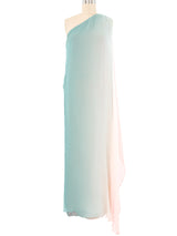 Ombre One Shoulder Silk Chiffon Gown Dress arcadeshops.com