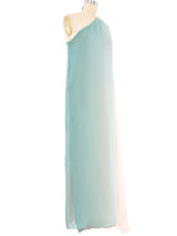 Ombre One Shoulder Silk Chiffon Gown Dress arcadeshops.com