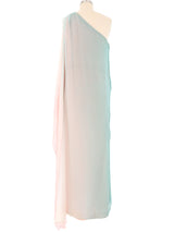 Ombre One Shoulder Silk Chiffon Gown Dress arcadeshops.com