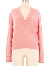 Chanel Varsity Style Pink Sweater Top arcadeshops.com