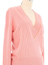 Chanel Varsity Style Pink Sweater Top arcadeshops.com