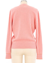 Chanel Varsity Style Pink Sweater Top arcadeshops.com