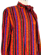 Givenchy Striped Silk Tie Neck Blouse Top arcadeshops.com