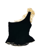 Floral Applique Velvet Top Top arcadeshops.com