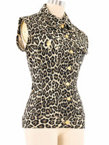 Jean Paul Gaultier Leopard Laced Denim Sleeveless Jacket Jacket arcadeshops.com