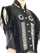 Fringed Leather Western Vest Jacket arcadeshops.com