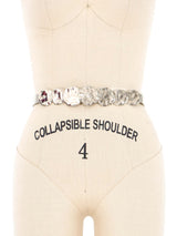 Hammered Disc Silvertone Stretch Belt Accessory arcadeshops.com
