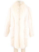 White Mongolian Fur Coat Outerwear arcadeshops.com