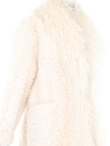 White Mongolian Fur Coat Outerwear arcadeshops.com