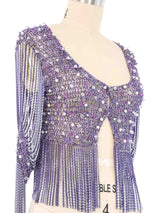 Loris Azzaro Purple Chain Knit Cardigan Jacket arcadeshops.com