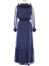Givenchy Navy Silk Skirt Ensemble Suit arcadeshops.com