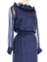 Givenchy Navy Silk Skirt Ensemble Suit arcadeshops.com
