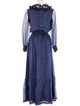 Givenchy Navy Silk Skirt Ensemble Suit arcadeshops.com