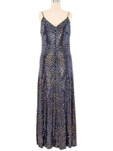 1980s Chester Weinberg Navy Sequin Gown Dress arcadeshops.com