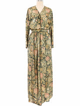 1980s Oscar de la Renta Metallic Floral Skirt Ensemble Suit arcadeshops.com