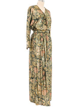 1980s Oscar de la Renta Metallic Floral Skirt Ensemble Suit arcadeshops.com