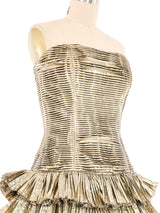 1980s Victor Costa Gold Lame Strapless Dress Dress arcadeshops.com