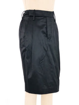2001 Gucci by Tom Ford Black Satin Belted Pencil Skirt Bottom arcadeshops.com