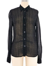 Moschino "Pinstripe" Chiffon Blouse Top arcadeshops.com