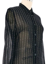 Moschino "Pinstripe" Chiffon Blouse Top arcadeshops.com