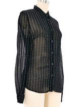 Moschino "Pinstripe" Chiffon Blouse Top arcadeshops.com