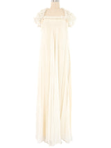 1970s Jean Varon Ivory Chiffon Ruffle Maxi Dress Dress arcadeshops.com