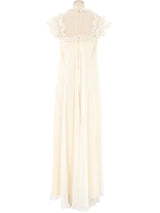 1970s Jean Varon Ivory Chiffon Ruffle Maxi Dress Dress arcadeshops.com