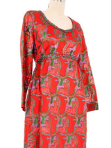 1970s Victor Costa Psych Print Brocade Gown Dress arcadeshops.com