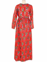1970s Victor Costa Psych Print Brocade Gown Dress arcadeshops.com