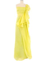 Valentino Chartreuse Silk Organza Gown Dress arcadeshops.com