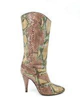 Multicolor Snakeskin Heeled Boots, 7.5 Accessory arcadeshops.com