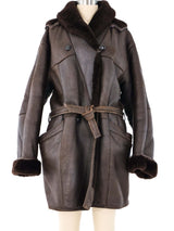 Brown Cocoon Shearling Coat Outerwear arcadeshops.com