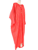 1970s Coral Striped Cotton Caftan Dress arcadeshops.com