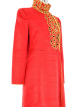 Mary McFadden Red Quilted Coat Dress Dress arcadeshops.com
