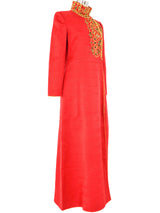 Mary McFadden Red Quilted Coat Dress Dress arcadeshops.com