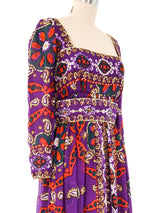 Victoria Royal Printed Purple Chiffon Gown Dress arcadeshops.com