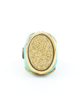 Leather Wrapped Druzy Stone Ring Accessory arcadeshops.com